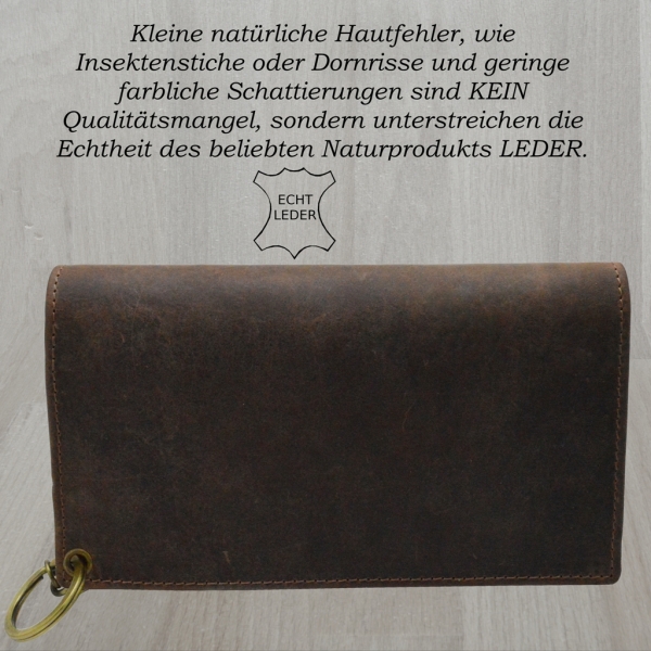 Leder nature "Wild" TRUCKER Portemonnaie mit Hosenkette braun